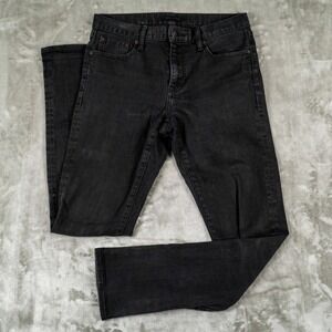 Uniqlo Jeans Mens 30x34 Black Selvedge Slim Straight‎ Stretch